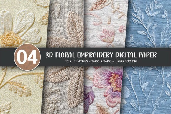 3D Floral Embroidery Digital Paper Review