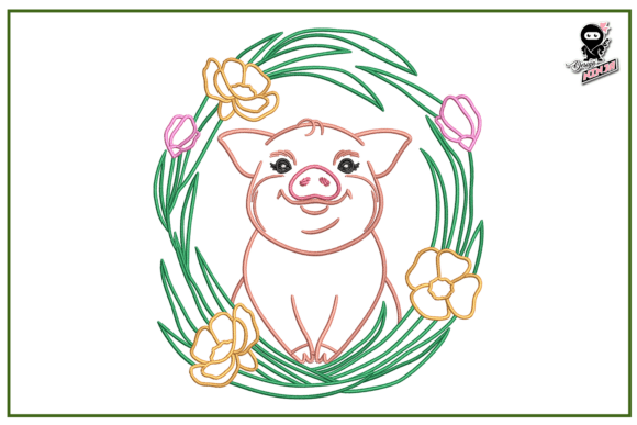 Baby Pig in Floral Wreath: A Designer’s Review for Boutique Sweatshirt Embellishment