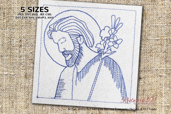 Christ Jesus with Flowers Redwork Review for Boutique Apparel
