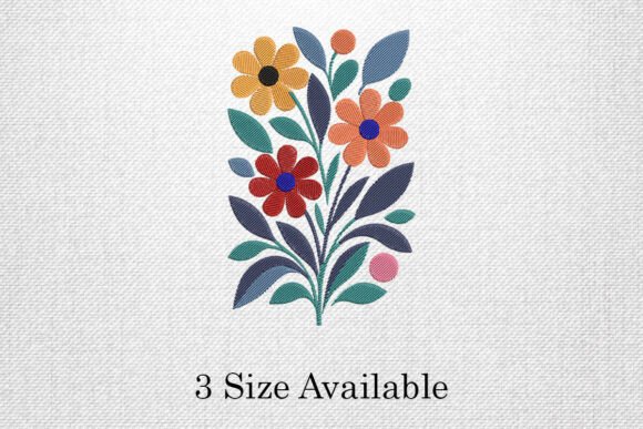 Colorful Floral Bunch: A Versatile Embroidery Design for Small Business Branding