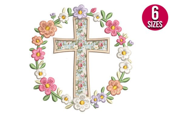 Cross Applique with Floral Wreath: A Designer’s Take for Small Business Merch