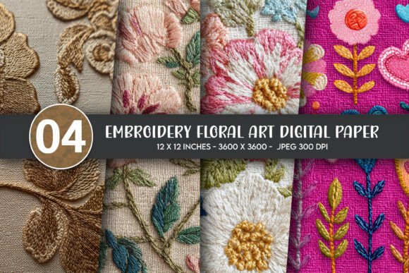 Embroidery Floral Art Digital Paper Review