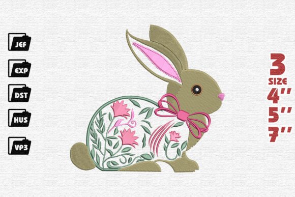 Floral Bunny Embroidery Design Review for Business Branding