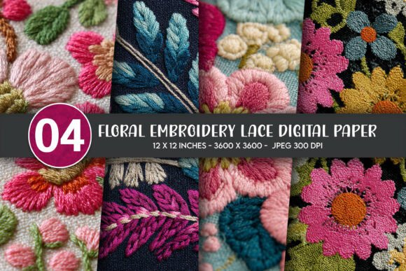 Floral Embroidery Lace Digital Paper Review