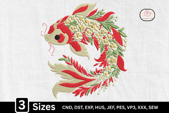 Floral Ornate Koi Fish Embroidery Design Review