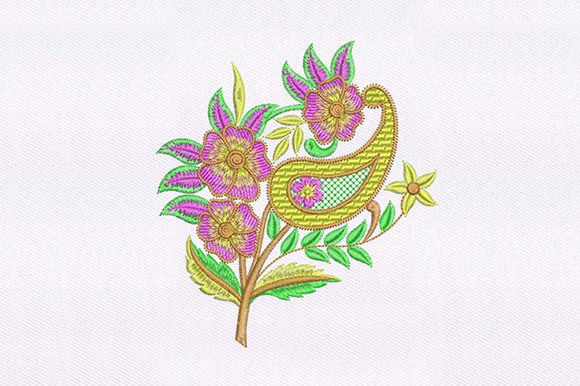 Fuchsia Quilt Flowers Design Review for Apparel Embroidery