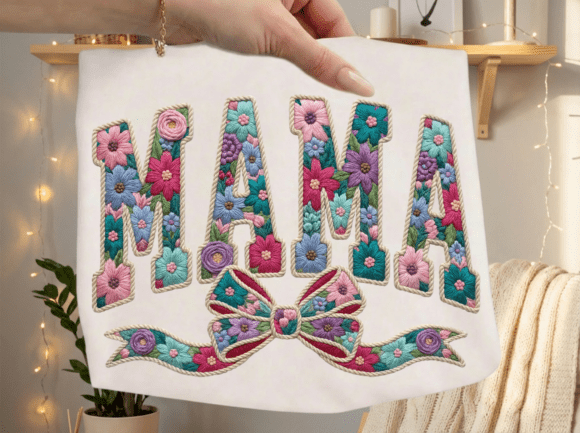 MAMA Floral Mama Faux Embroidery