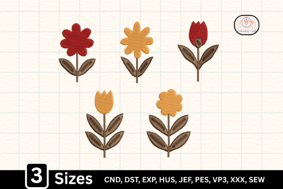 Simple Floral Line Art for Modern Embroidery Sellers