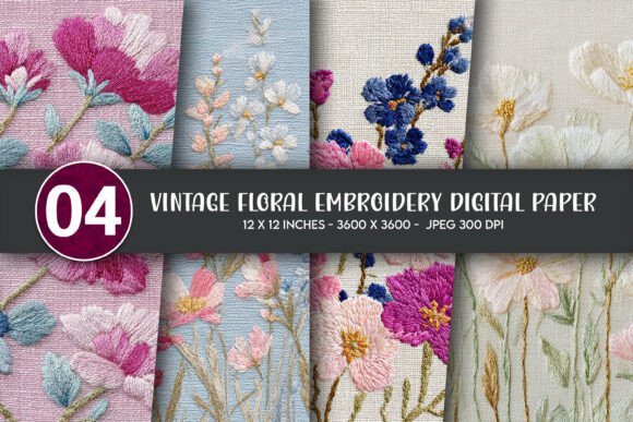 Vintage Floral Embroidery Digital Paper Review